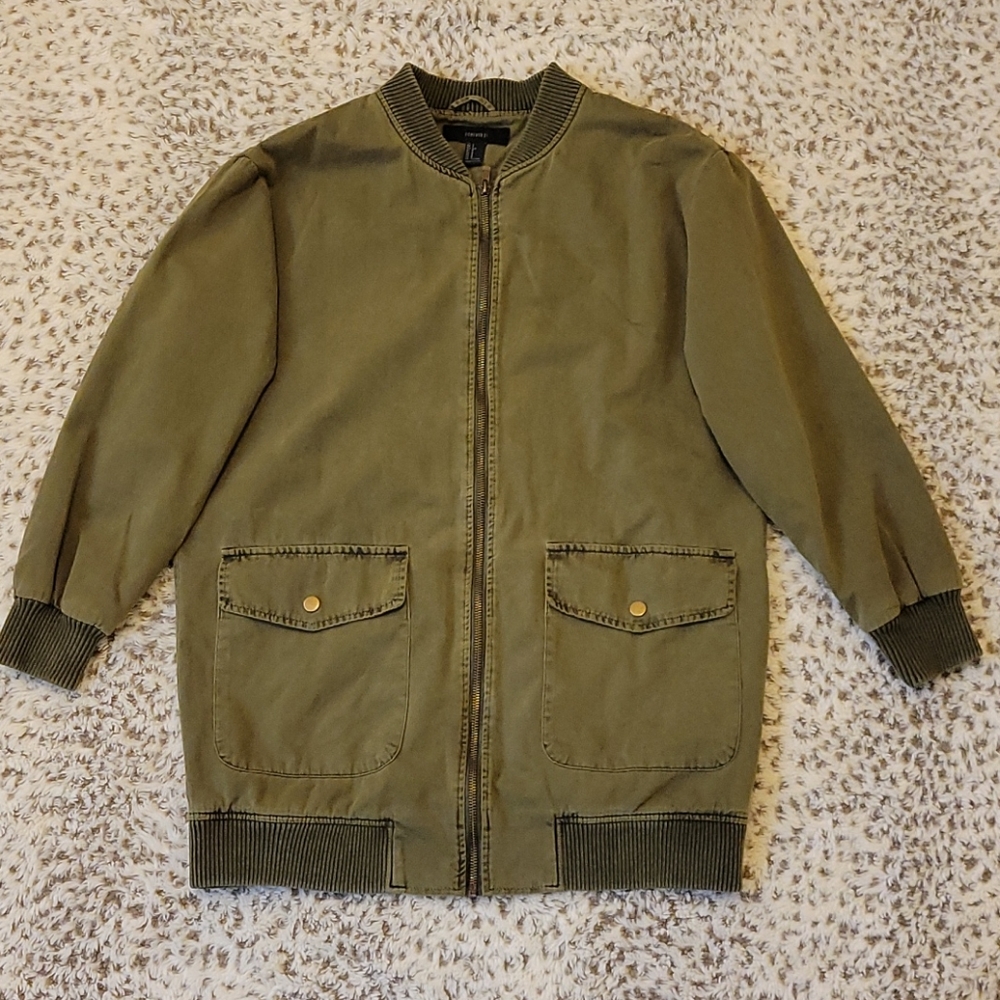 Forever 21 long bomber jacket